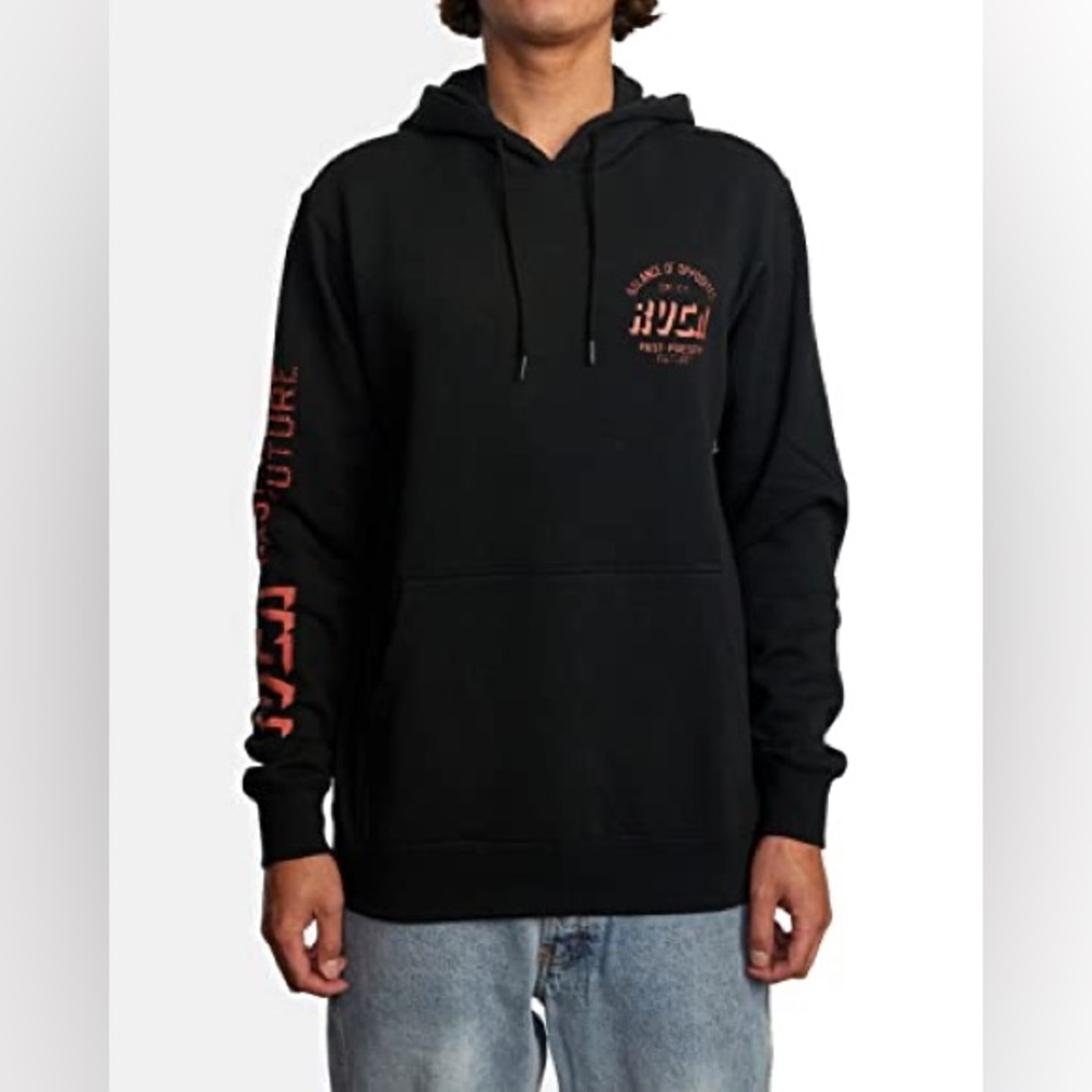 RVCA Mens Trax Hoodie Red Accents